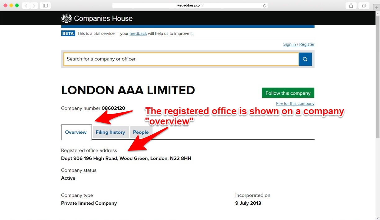 registered office address requirements thecompanywarehouse co uk office address