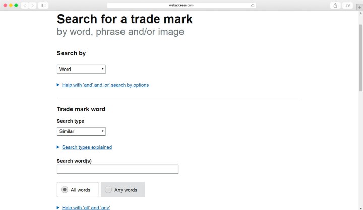 Performing a trade mark search